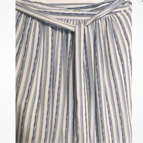 Gap Women's Blue White Stripe Spring Summer Midi Skirt Tie Waist Pockets Sz 16 - Picture 9 of 10